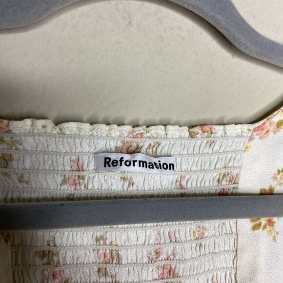 Reformation Georgia Cream Top Blouse Floral Size 10 - Picture 8 of 8